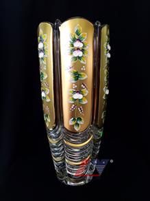Lọ hoa pha lê bohemia mạ vàng BMV010
